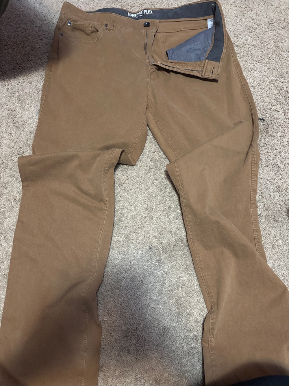 Comfort Flex Men's Tan Chino Pants — Stretch Twill Casual Trousers